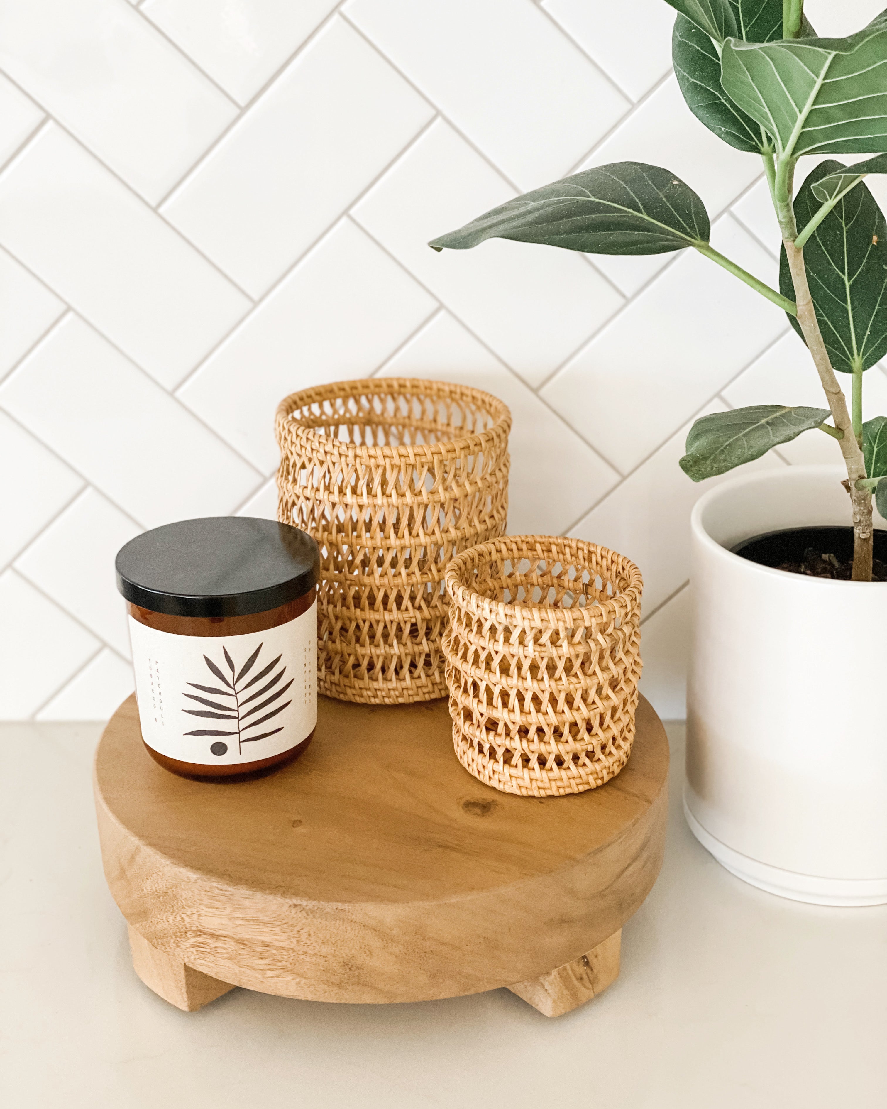 Rattan pencil holder