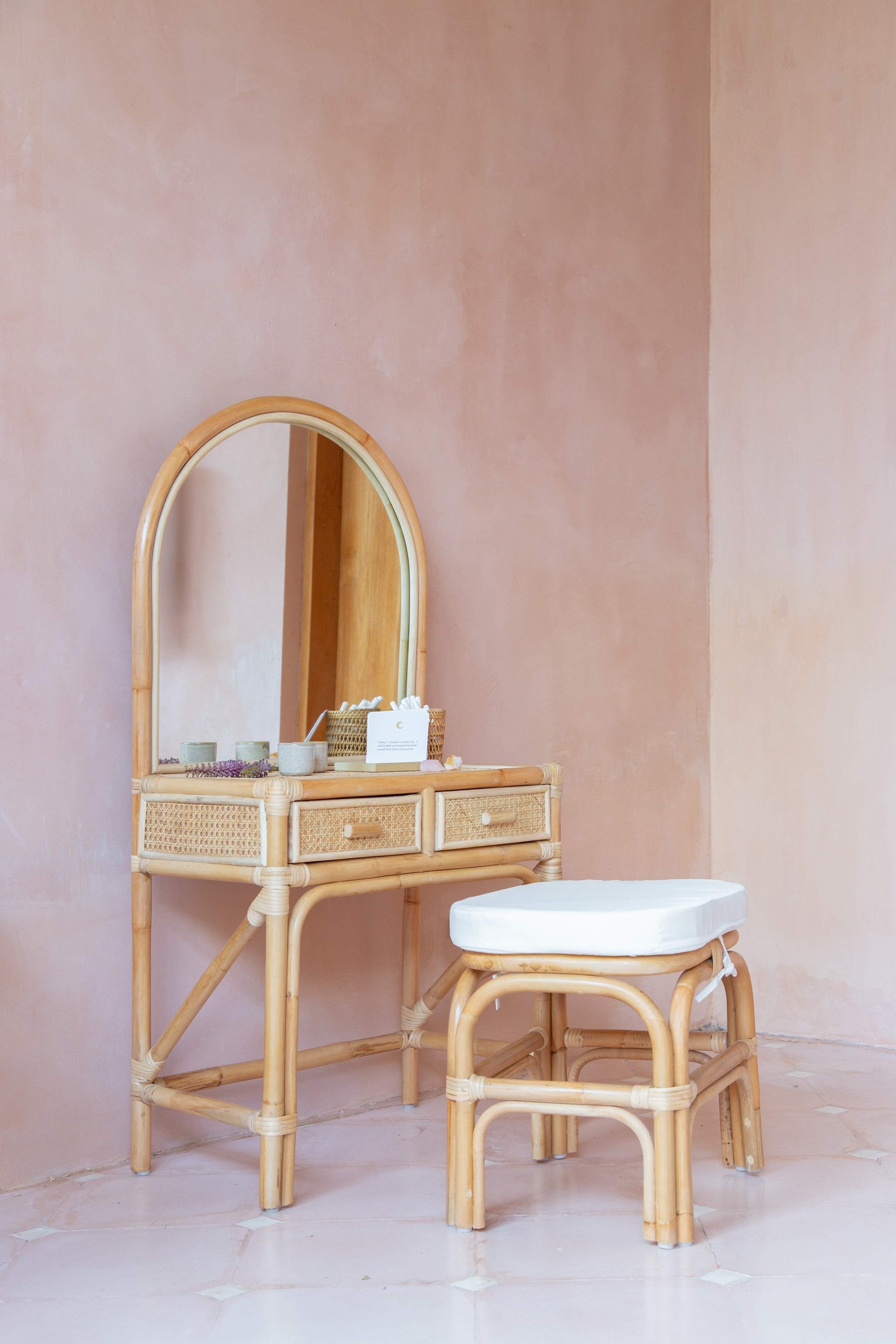 Elsie Arched Rattan Dressing Table