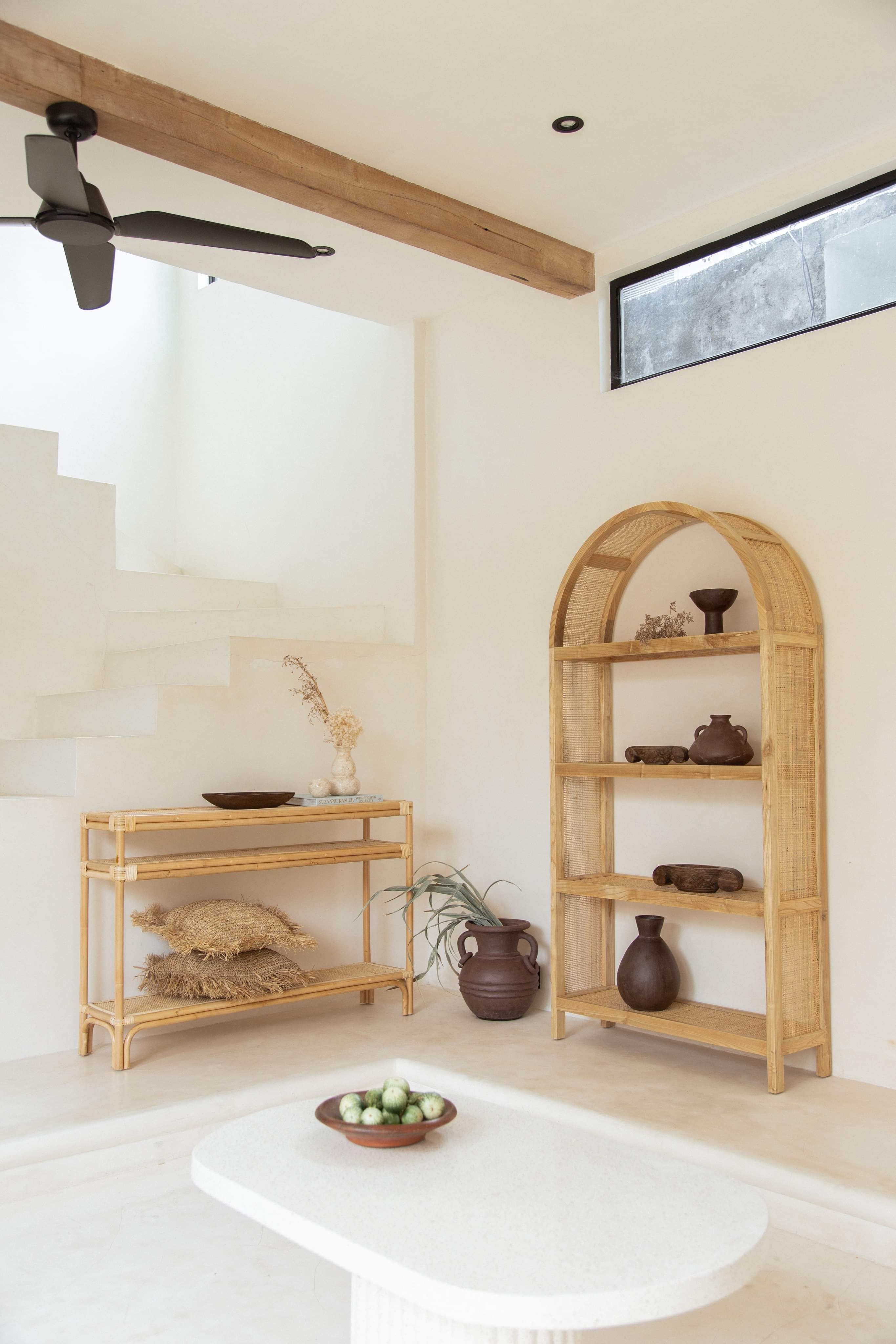 Hannah rattan and timber shelves 1 IN STOCK NOW