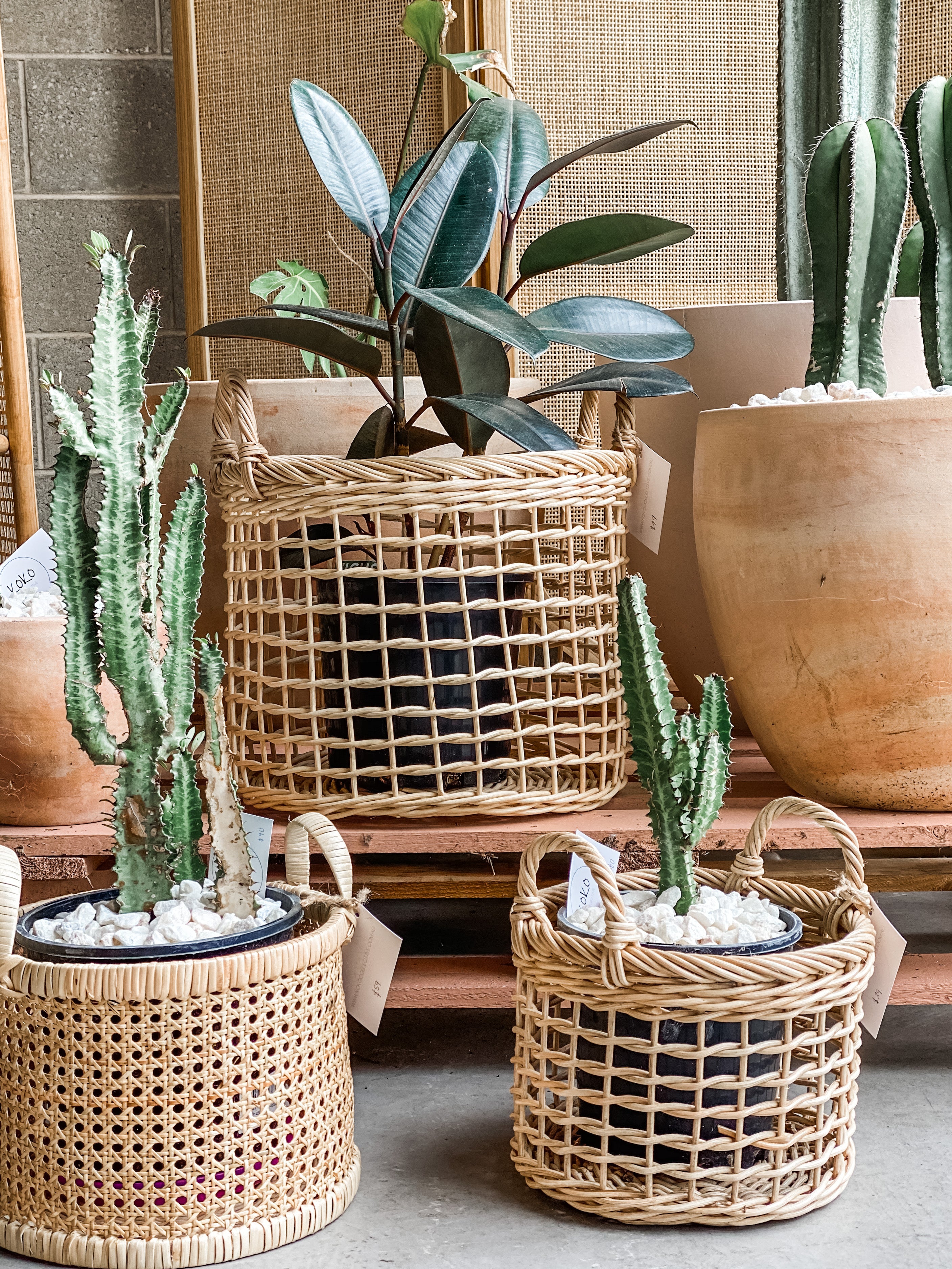 Open Weave Rattan Basket
