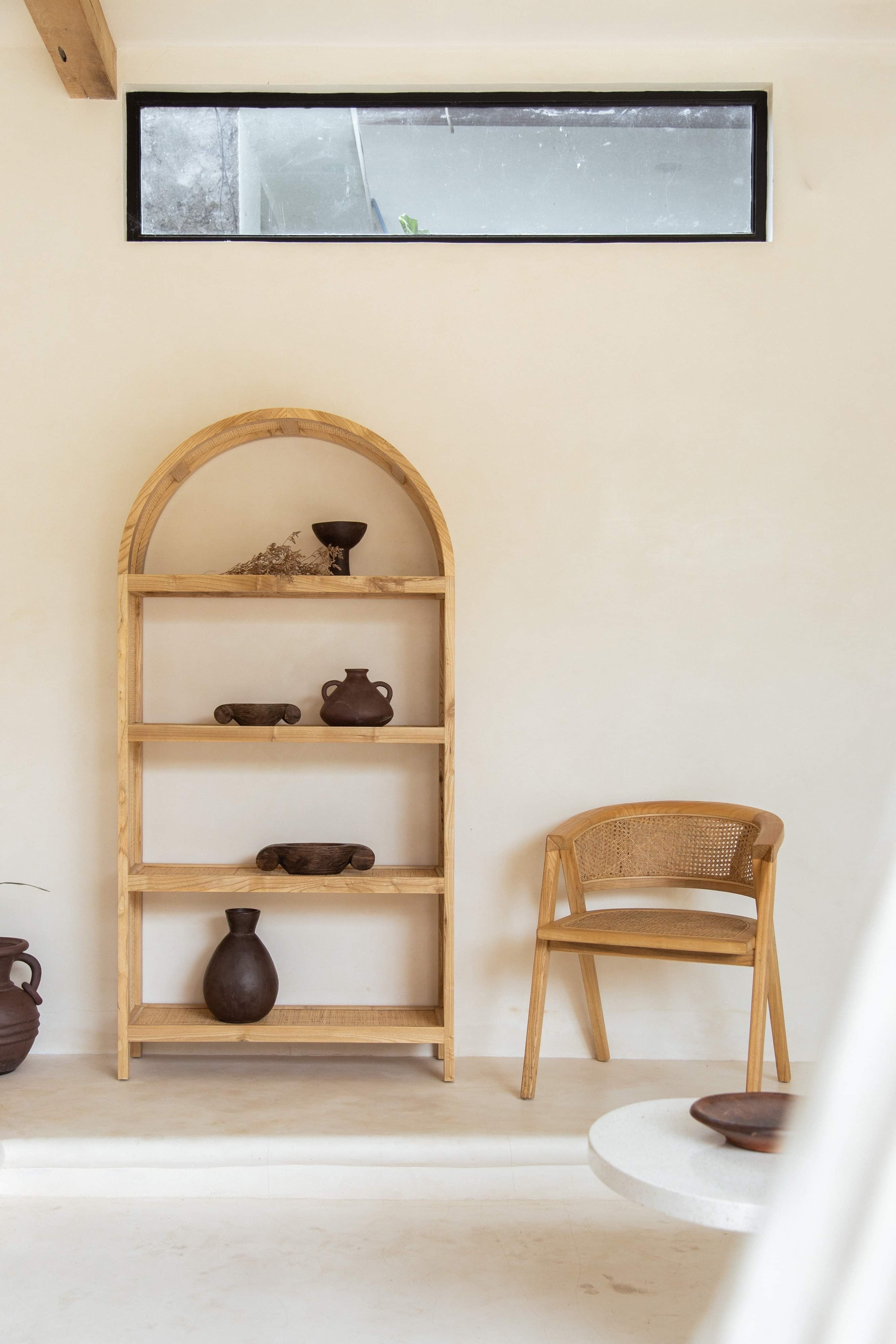 Hannah rattan and timber shelves 1 IN STOCK NOW