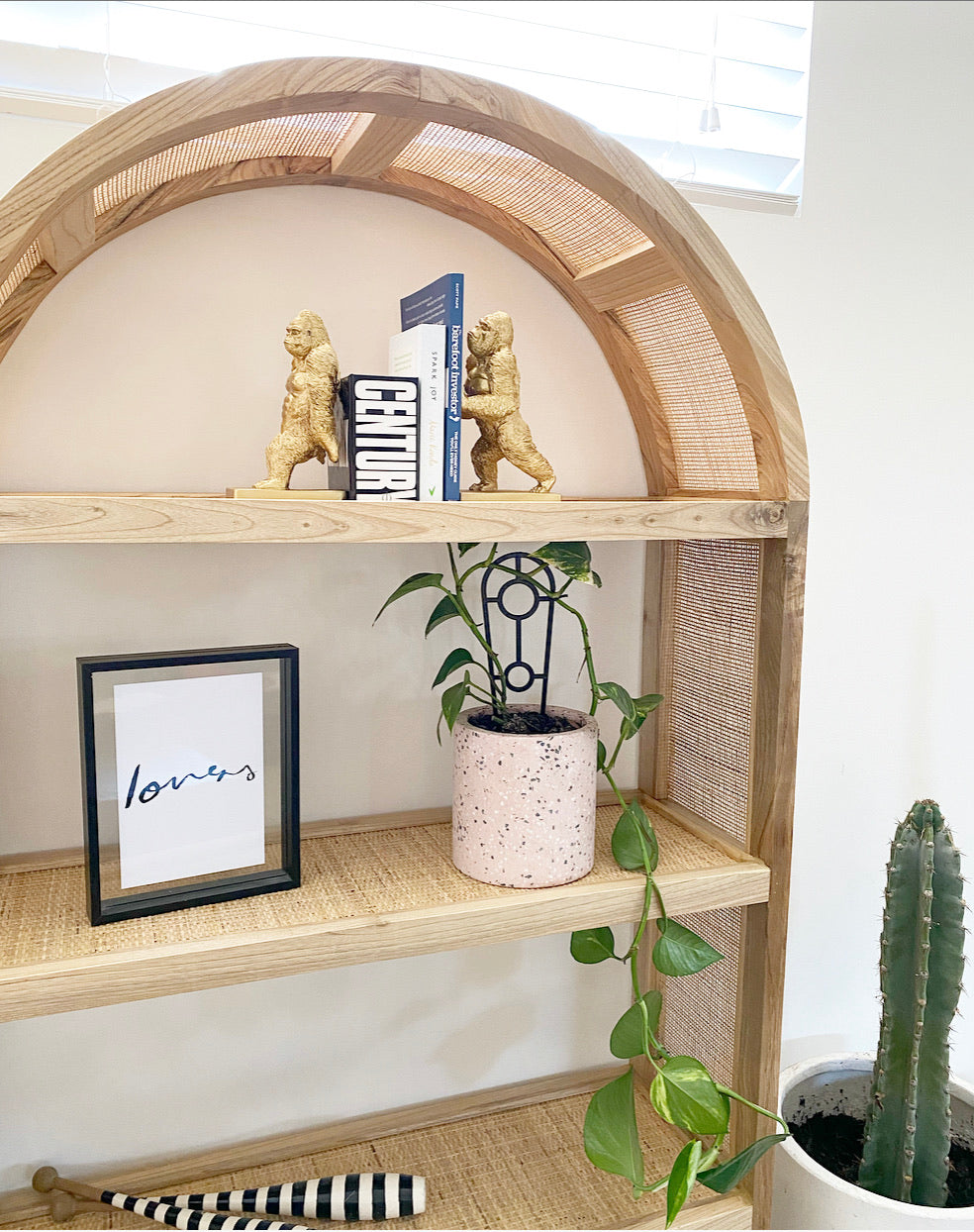 Hannah rattan and timber shelves 1 IN STOCK NOW