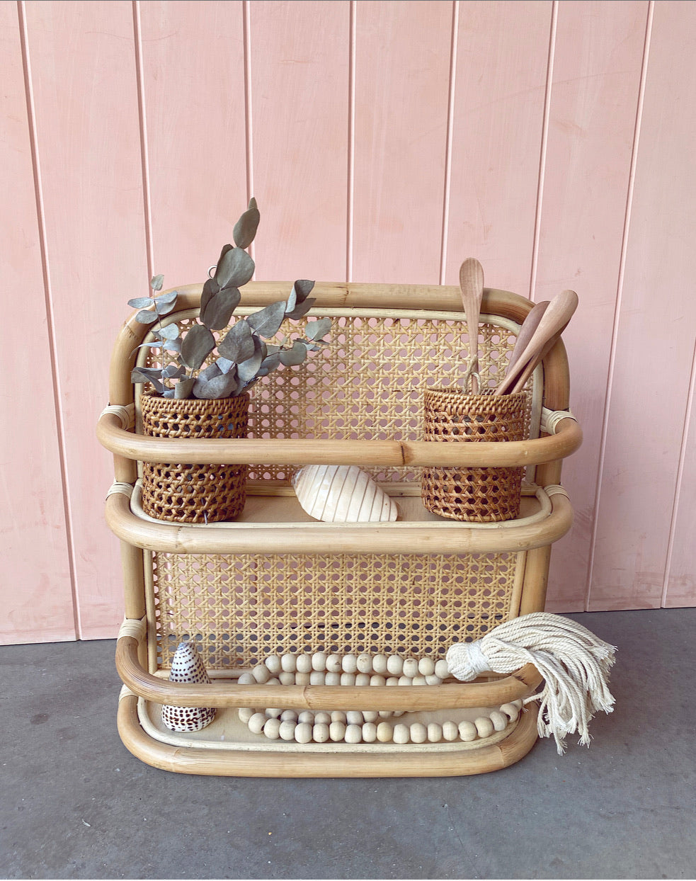 Double Rattan Wall Shelf