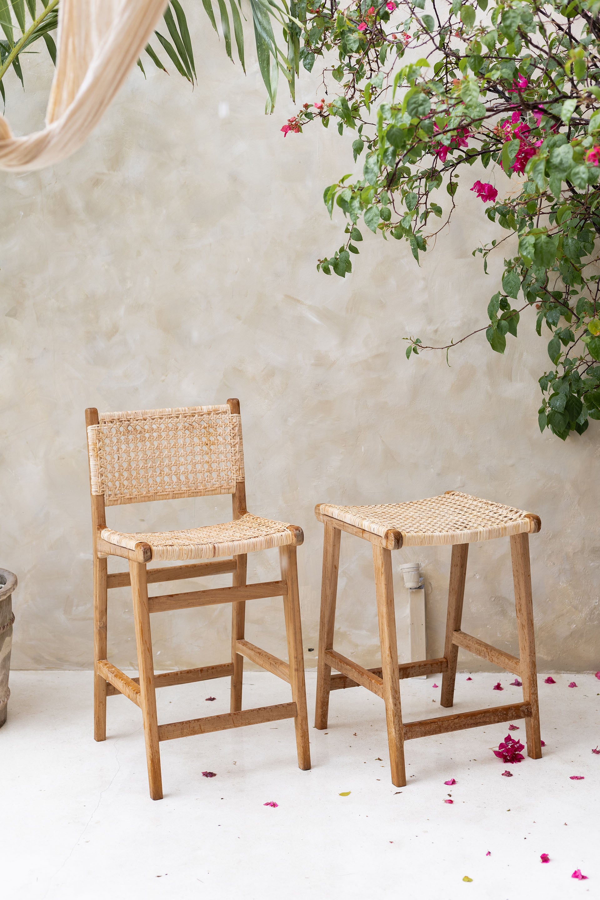 Luna High Back Teak Stool