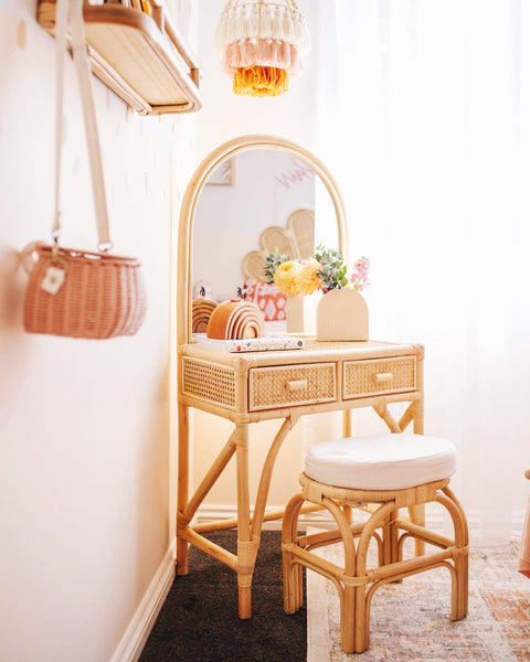 Elsie Arched Rattan Dressing Table