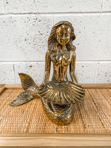 Mermaid Brass Lady with shell tray